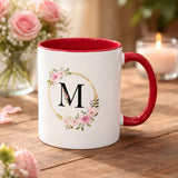 Personalized Inner Color Ceramic Mug with Letter M Print | Custom Photo Gift Mug for Coffee & Tea - Printox