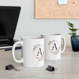 Personalized Letter A Floral Ceramic Mug – Premium Printed Photo Mug for Coffee & Tea - Printox