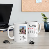 Personalized Photo Calendar Mug with Spotify Music Code – Custom Memory Coffee Mug - Printox