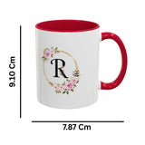 Personalized Inner Color Ceramic Mug with Letter R Print | Custom Photo Gift Mug for Coffee & Tea - Printox