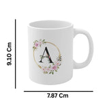 Personalized Letter A Floral Ceramic Mug – Premium Printed Photo Mug for Coffee & Tea - Printox