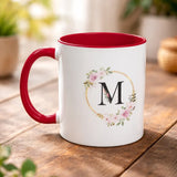 Personalized Inner Color Ceramic Mug with Letter M Print | Custom Photo Gift Mug for Coffee & Tea - Printox