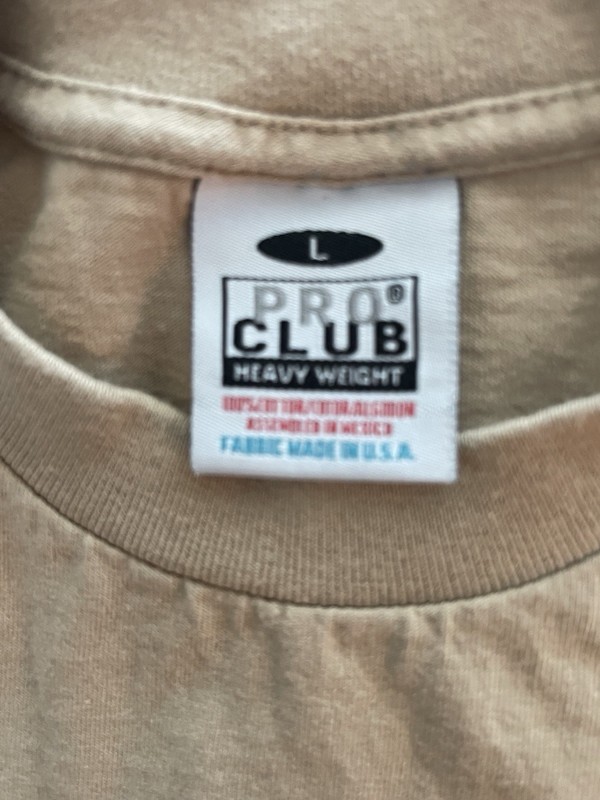 Pro Club Men's Heavyweight T-Shirt Crew Neck Short Sleeve Cotton Knit Beige L gallery