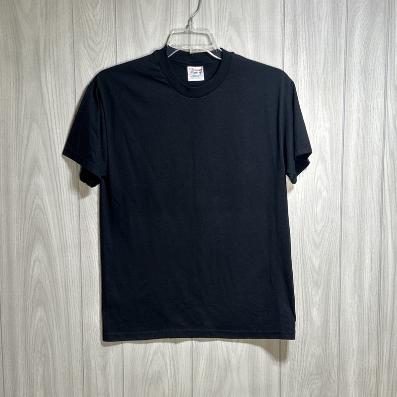 Hanes Heavyweight 50/50 Black Short Sleeve Shirt Size Medium