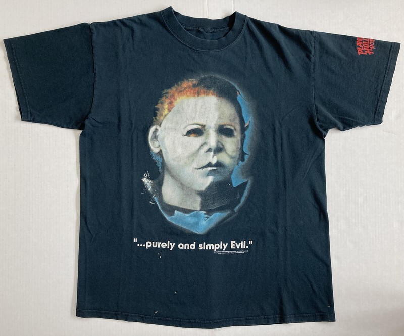HALLOWEEN MICHAEL MYERS T SHIRT MOVIE PROMO PURE EVIL SHAPE MASK VTG HORROR ENDS