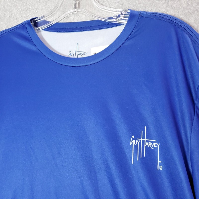 Guy Harvey Men Shirt L Blue Performance Mahi Fish Graphic Outdoor Fishing READ gallery
