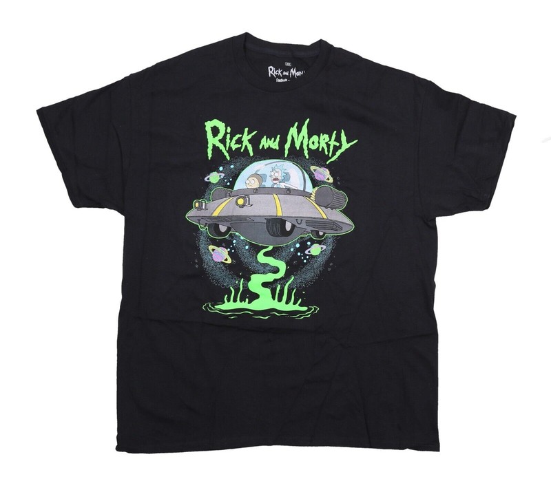 Rick & Morty Adult Swim Cartoon Network Black Short Sleeve T-Shirt Size 2XL