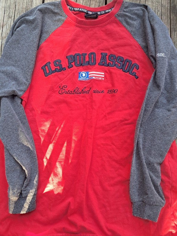 Y2K US Polo Assn Mens Long Sleeve T Shirt Gray Size Xl Cotton Polyester