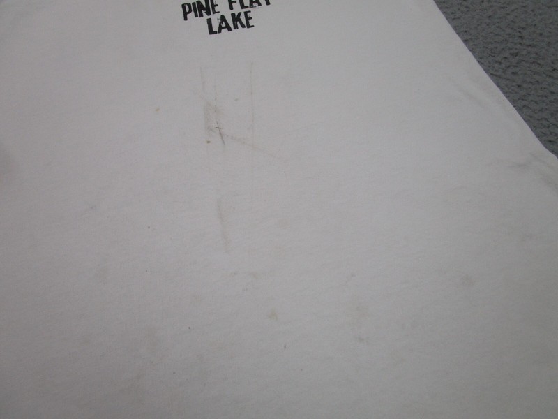 VINTAGE Pine Flat Lake Shirt Mens XL White Grunge Fisherman Tank Top Boat Marina gallery