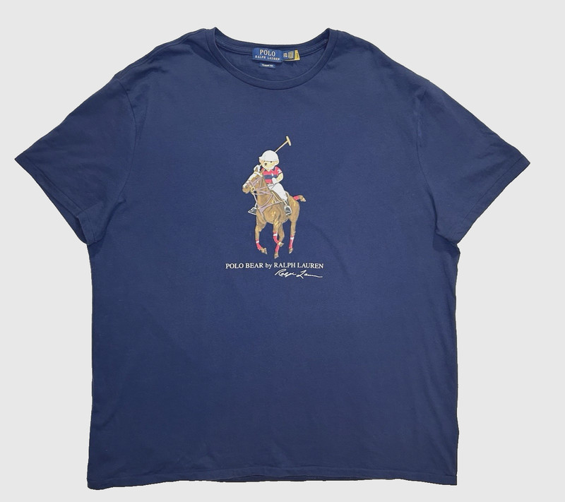 Polo Ralph Lauren T-Shirt Men XXL Blue Polo Bear & Big Pony Short SL Classic Fit
