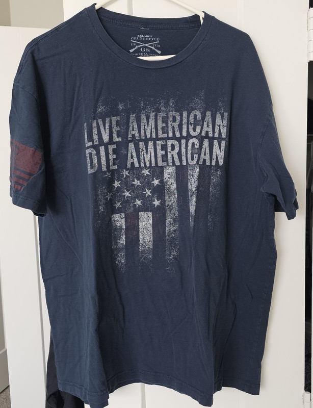 Grunt Style XXL Mens T-Shirt Blue Live American Die American This We’ll Defend