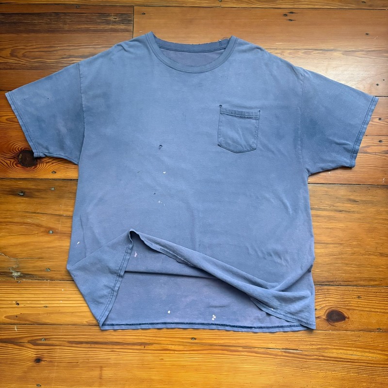 Vintage Gradient Sun Faded Pocket T-Shirt Men’s Size XL Blue WIP Work Worn