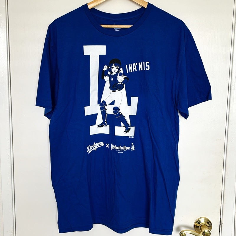 2025 Official LA Dodgers X Hololive Night Ninomae Ina’Nis T-shirt Size Large!