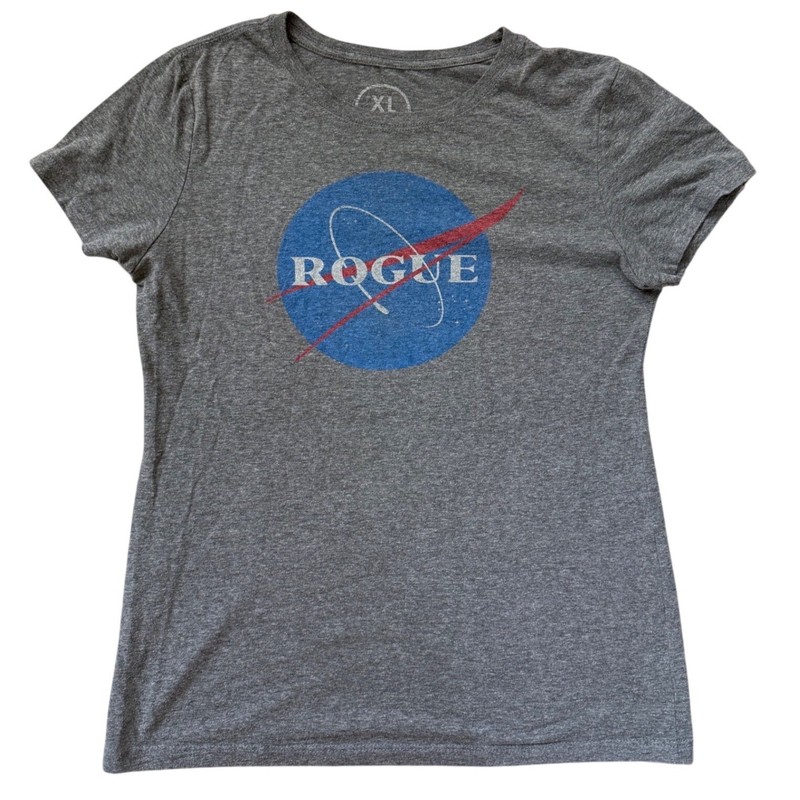 Cotton Bureau Rogue NASA Parody Graphic T-Shirt XL Heather Gray Short Sleeve
