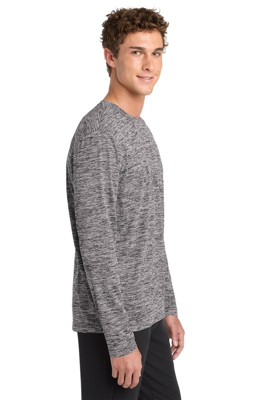 Sport-Tek Mens PosiCharge Long Sleeve Black Electric Heather Tee ST390LS size XL gallery