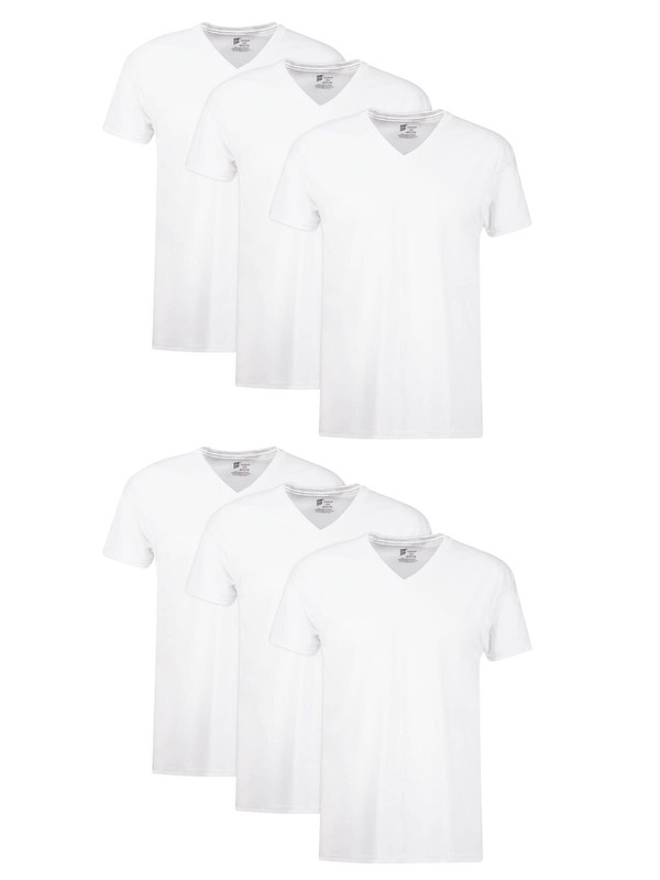 Hanes Mens Cotton, Moisturewicking Vneck Tee Undershirts, Multiple Packs And