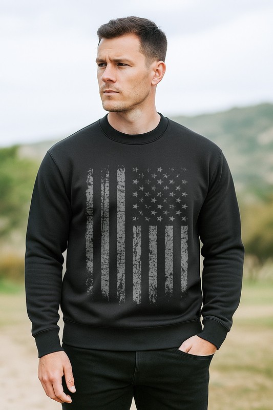 USA Flag Crewneck Sweatshirt | Vintage Distressed Flag | Patriotic Pullover gallery
