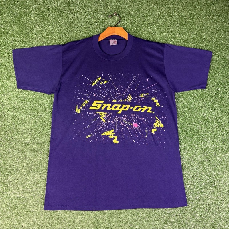 NWOT Vintage 90s Snap-on Tools Splatter Navy Blue Shirt Men’s Large 21×29