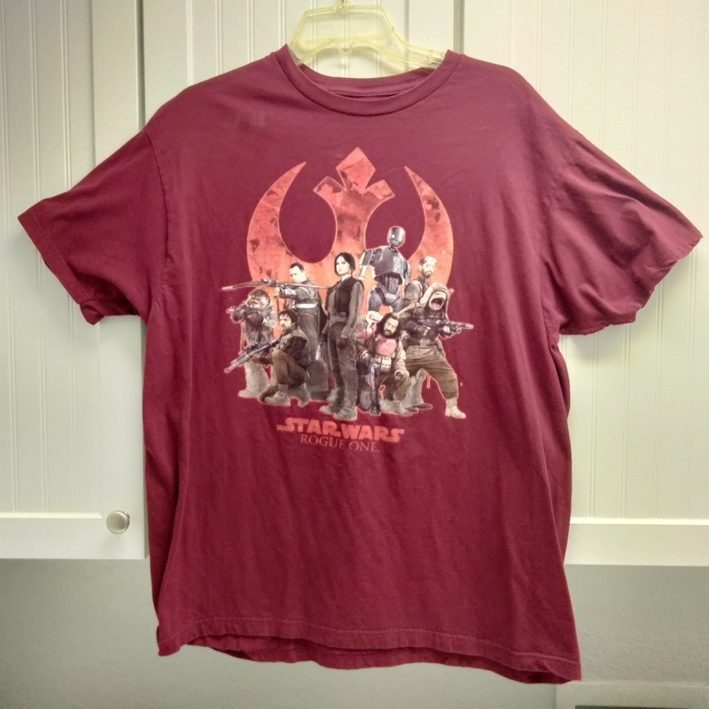 T-Shirt Star Wars Rogue One Men’s Maroon w/ Graphics Short Sleeve Size XL 138-4