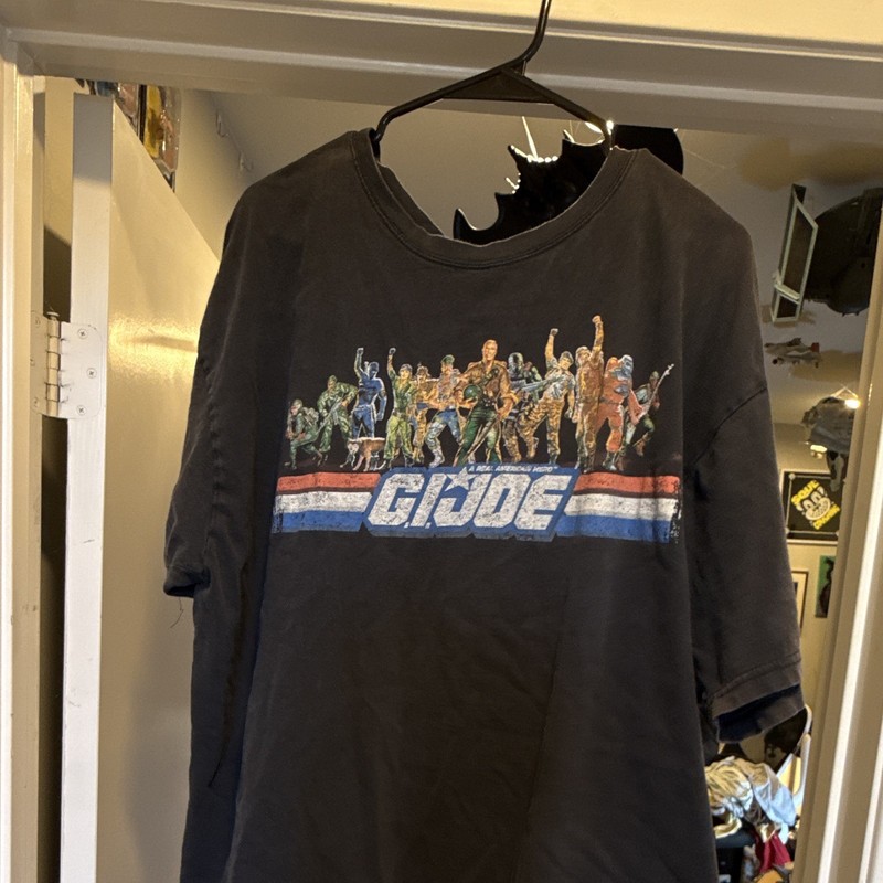 G.I. Joe Graphic Print Cotton Tee Black 2XL Crew Neck Mens Short Sleeve