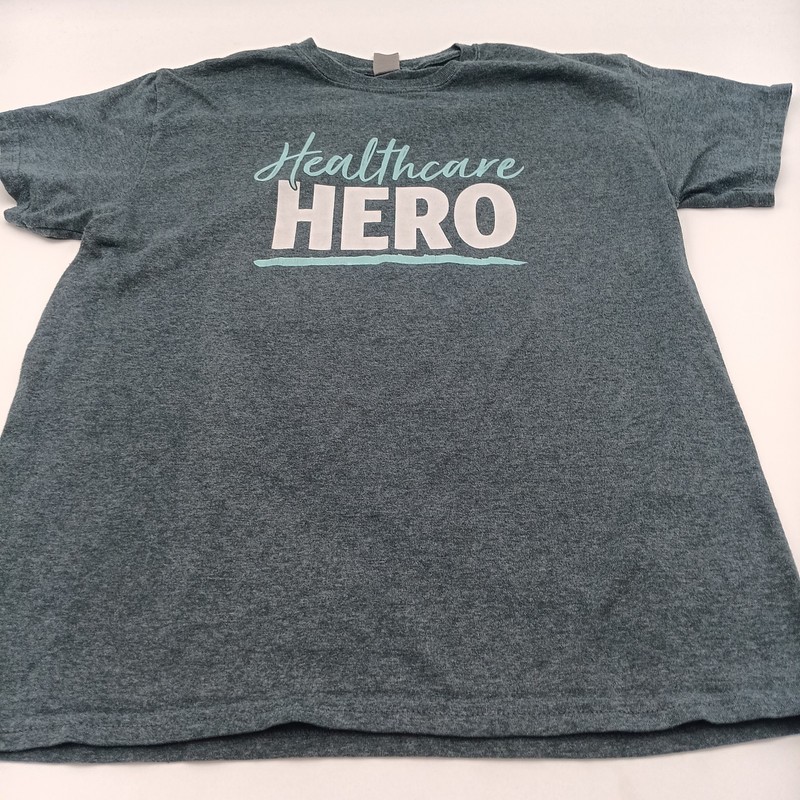 Gildan T Shirt Mens Medium Gray Healthcare Hero Graphic Print