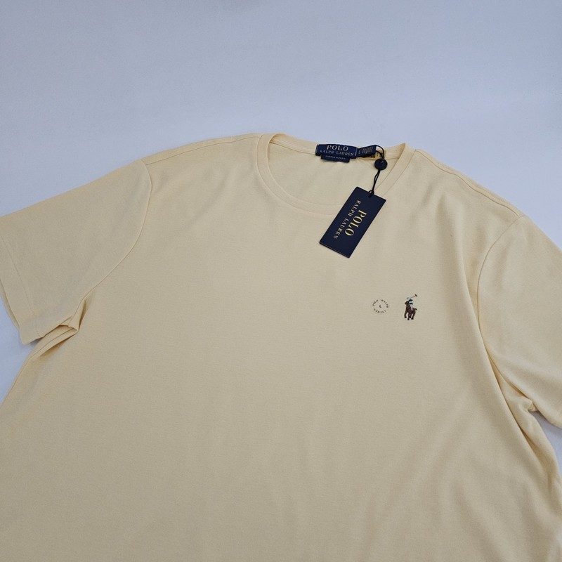 Polo Ralph Lauren Custom Slim Fit Soft T-shirt Pony Logo Mens LARGE L Yellow NEW gallery
