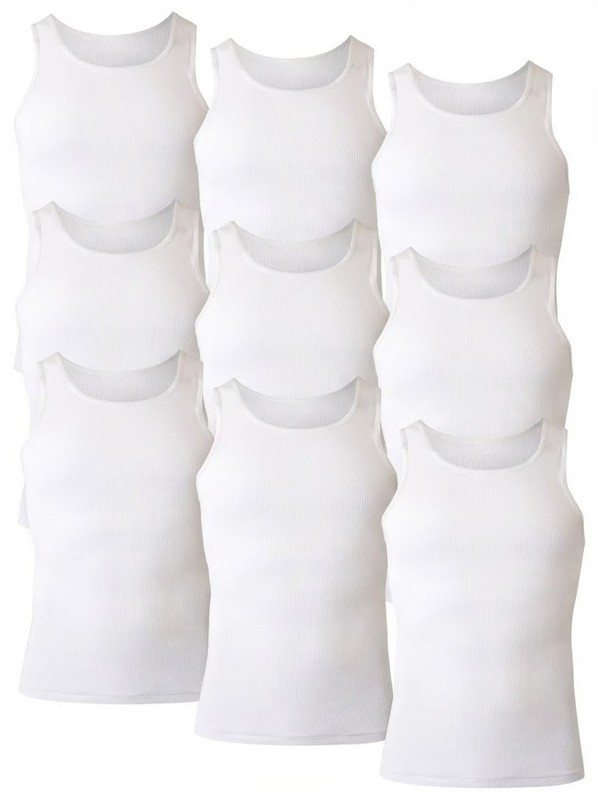 Hanes Men's Large Tagless Tank Tops – 9 Pack (3x 3-Pack) Factory Imperfect