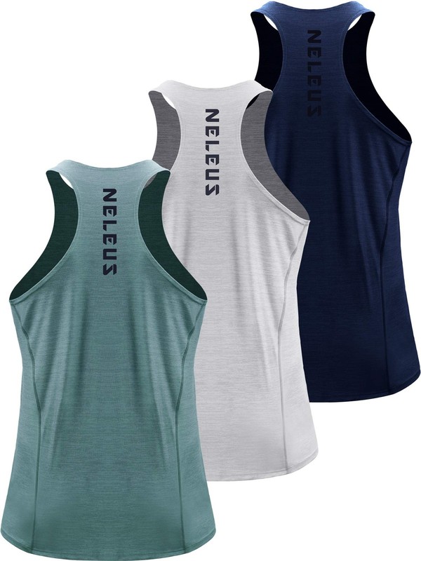 NELEUS Men’s 3 Pack Running Tank Tops Dry Fit Muscle Athletic Workout Shirts,…