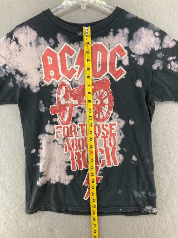 ACDC Mens Band TShirt Medium Black Bleach Wash For Those About To Rock gallery