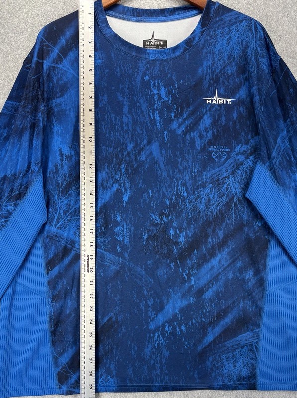 Habit Realtree Fishing Shirt Mens XL Blue Camo Long Sleeve Performance Mesh Top gallery