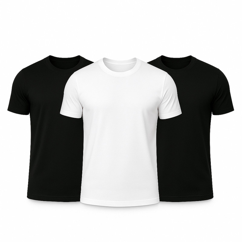 3 Pack Unisex 100% Polyester T-Shirt White Black Best for Sublimation, DTG & DTF