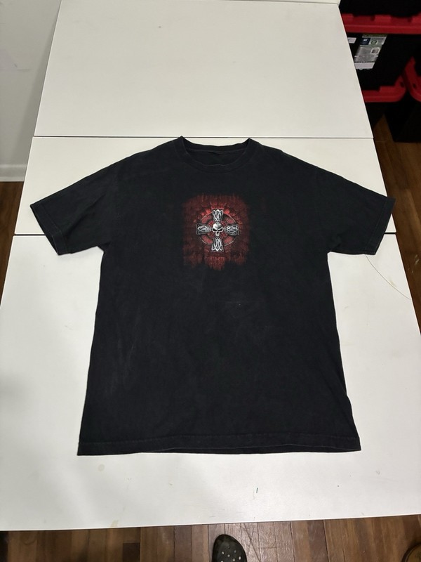 Hot Leather Celtic Cross T Shirt Large Black Gothic Biker West Coast Chopper VTG