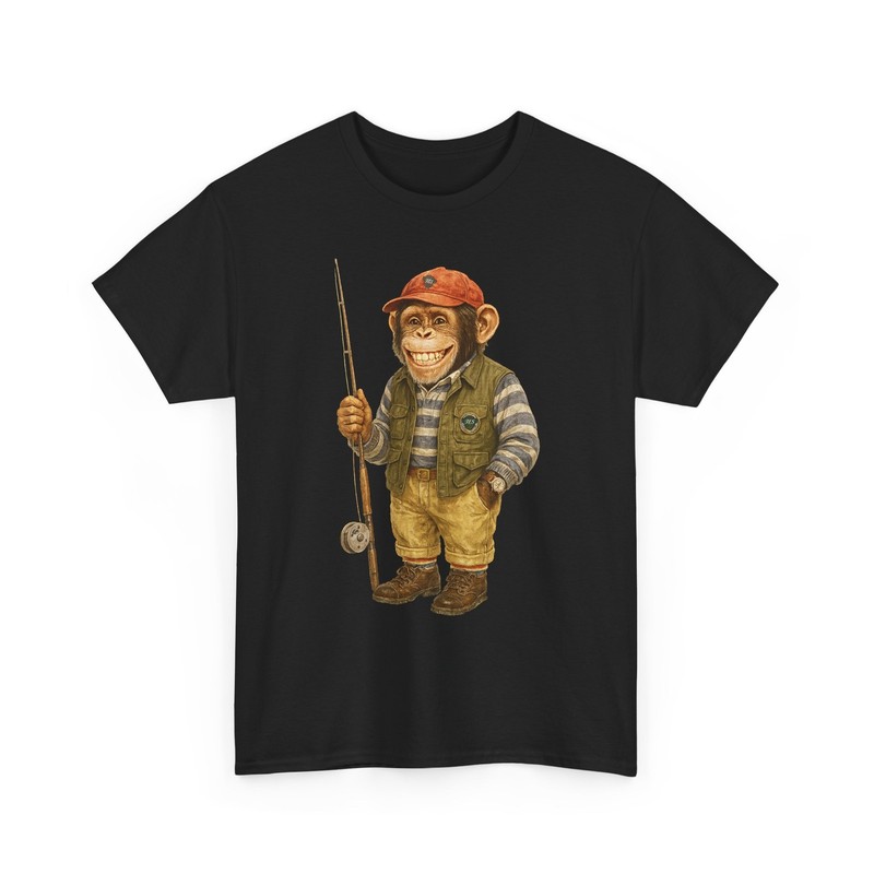 Faux Life Fly Fishing Chimp T-Shirt – Vintage Angler Monkey Outdoors Graphic Tee