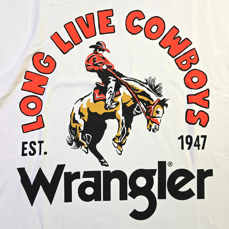 Wrangler Cowboys Shirt Men XL White Cowboy Horse Classic Western Casual Logo NWT