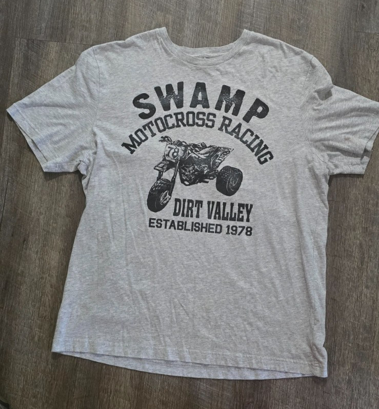 Chaps Mens T Shirt Size Large Grey ATC Three Wheel ATV Motocross Swamp Racing