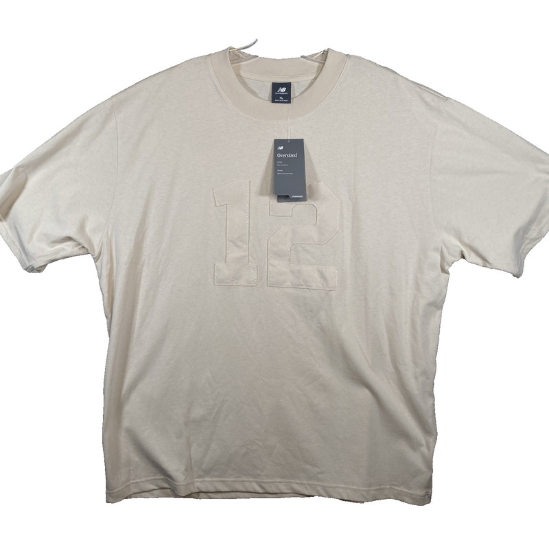 New Balance Lindor T Shirt Size XL Beige MT43710 Oversized Cotton Casual NWT