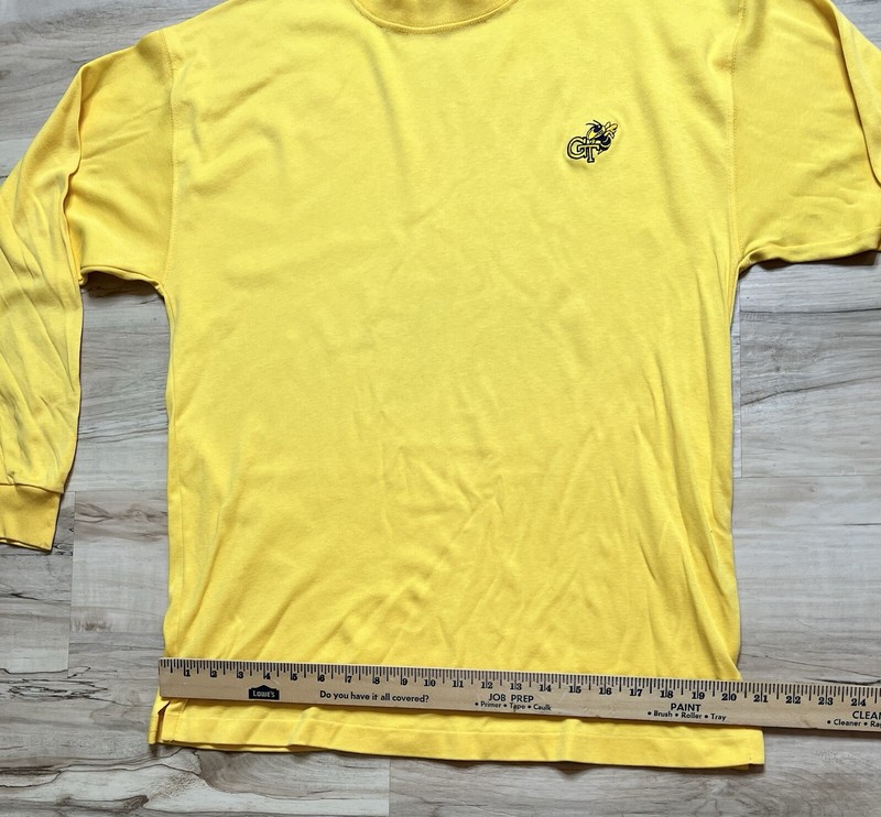 Vintage Georgia Tech Shirt Cross Creek Size L USA Yellow Long Sleeve Mock Neck gallery