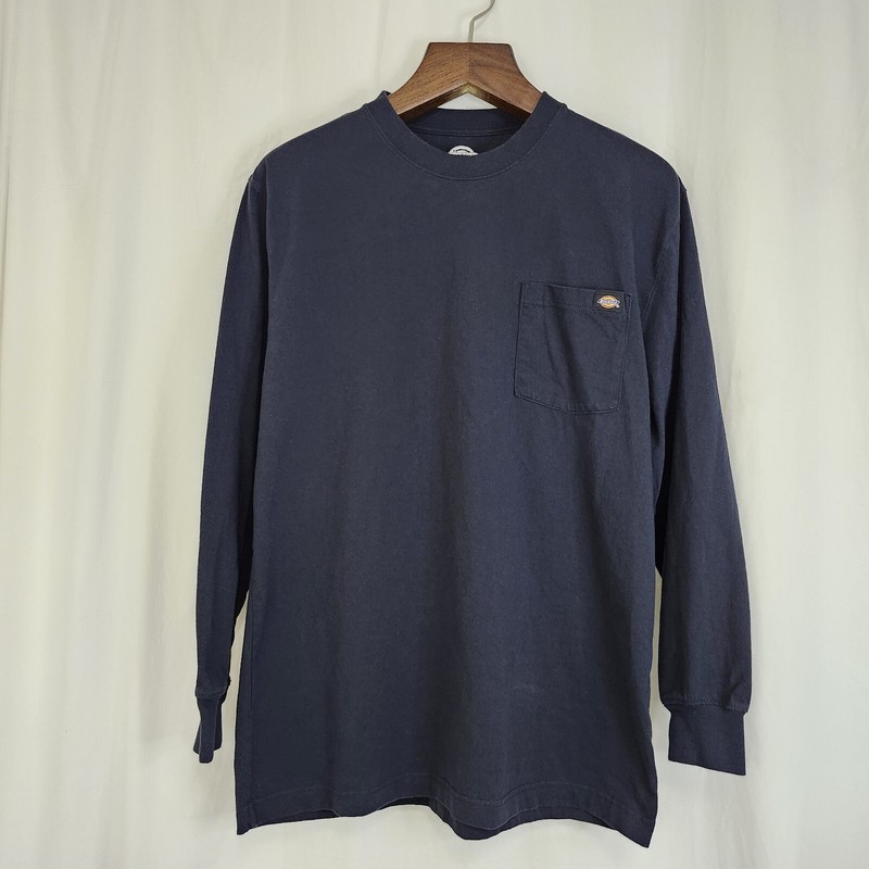 Dickies Performance Long Sleeve Pocket Blue Workwear Pullover Shirt Men’s Large