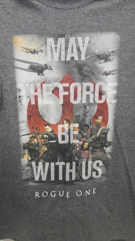 Rogue One T-Shirt Star Wars May The Force Be With Us Size Large Gray GameStop gallery