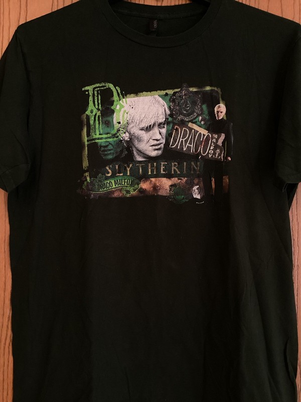 Draco Malfoy (Harry Potter Character) – Green Shirt – Graphic Print – Anvil – L