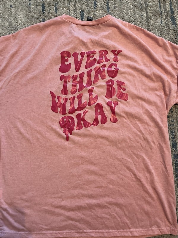 Shein Graphic T-Shirt Unisex Large “Everything Will Be Okay” Smiley face Design gallery