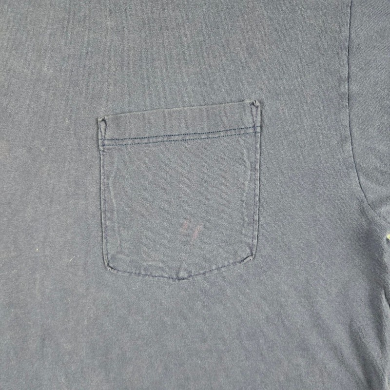 Vintage Pocket T-Shirt Mens Large Navy Blue Blank Distressed Faded 90s USA Made gallery