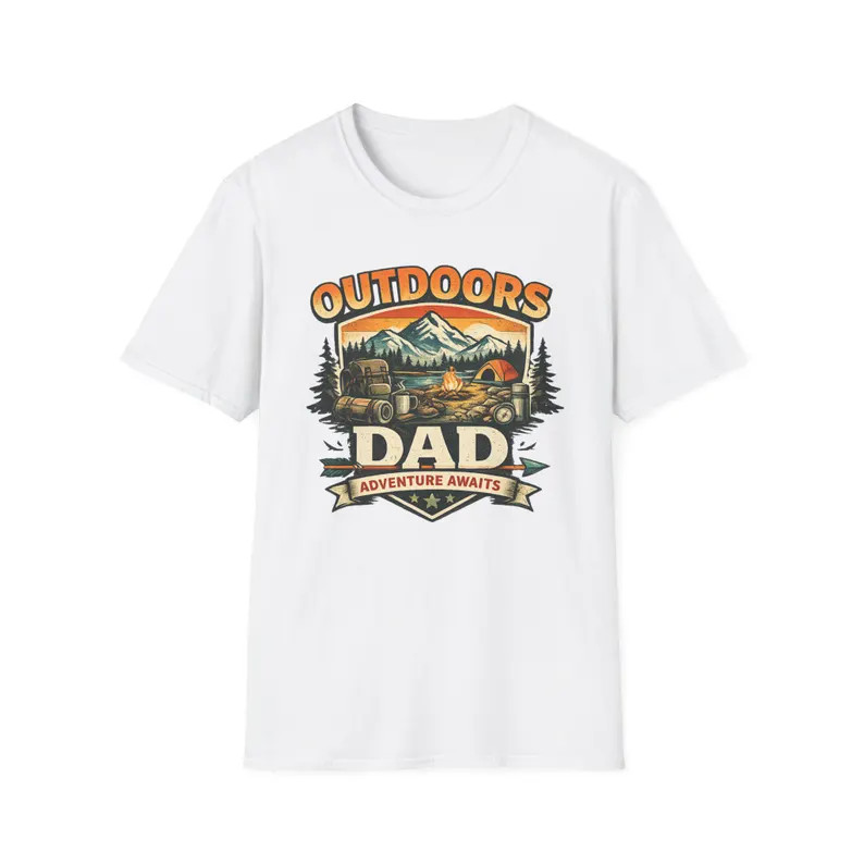 Outdoors Dad Camping Lake Gildan Tee Nature Fishing Hiking