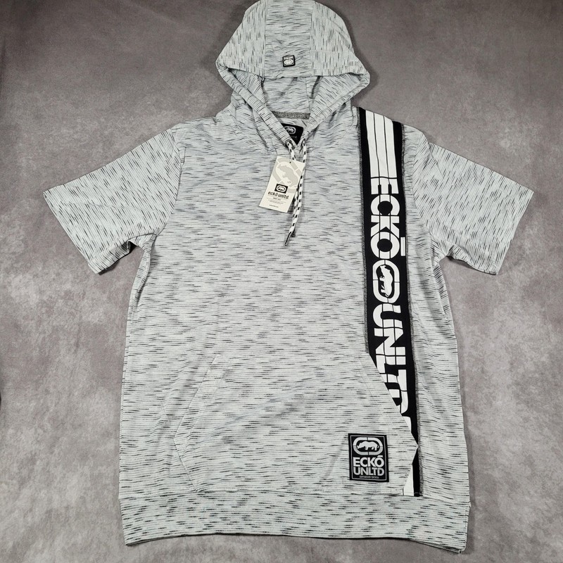 Ecko Unltd Hoodie Mens Medium White Space Dye Short Sleeve Pullover Shirt Street