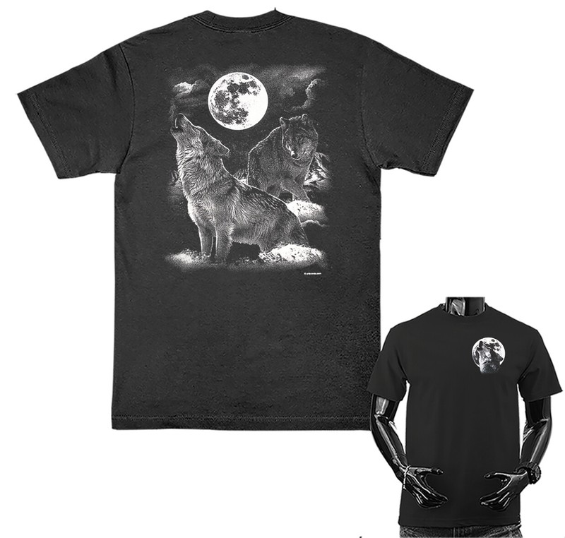 Night Wolves Howling at Moon Wilderness Wildlife Animals T-shirt