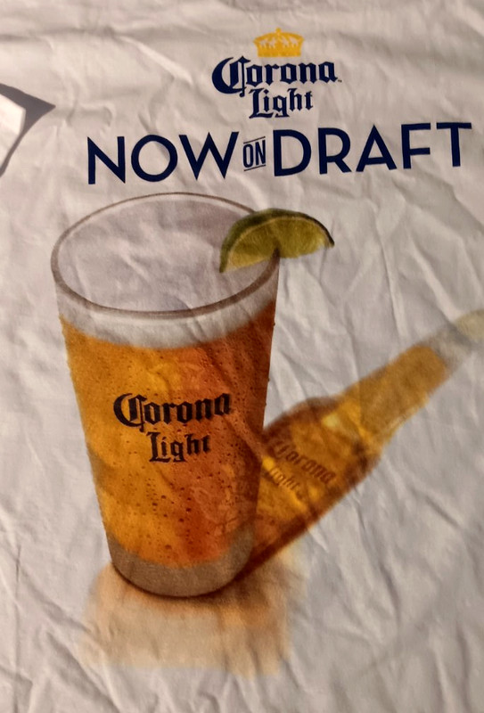 Corona Light Beer-Now On Draft – Front And Back – White T-Shirt Size XL 23W 26L