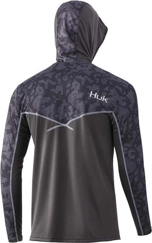 HUK Mens Icon X Runnin Lakes Volcanic Ash Hood Long Sleeve Shirt - Mens Small gallery