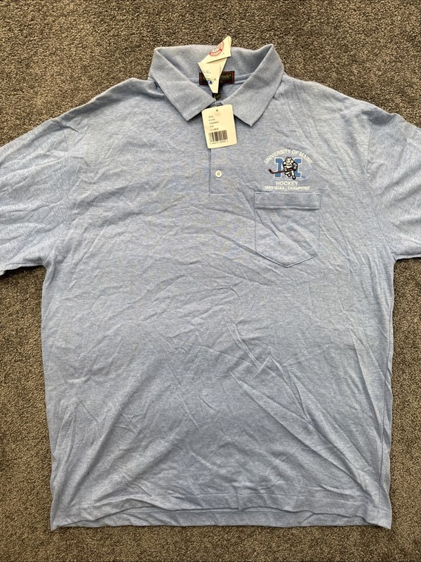 Mens XL University of Maine Hockey Polo Shirt Short Sleeve Cross Creek Made USA