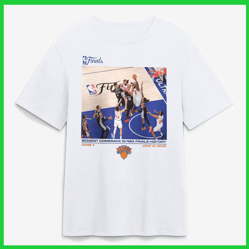 Reprint New York Knick$ 2026 Basketball Finals Biggest Comeback T-Shirt White