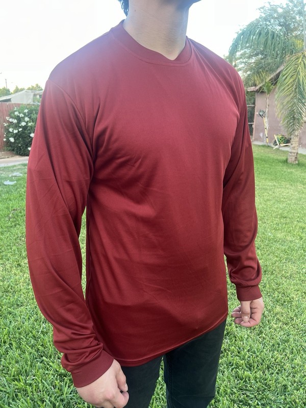 Long Sleeve Crew Neck T-shirt 100% Polyester For UV Protection Quality Colors gallery